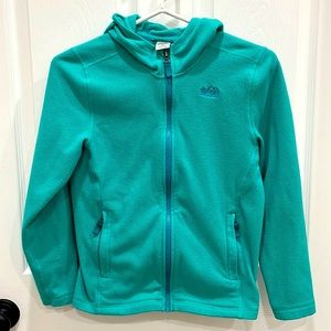 Kids REI fleece with hood in teal. Size 10-12 in Kids.